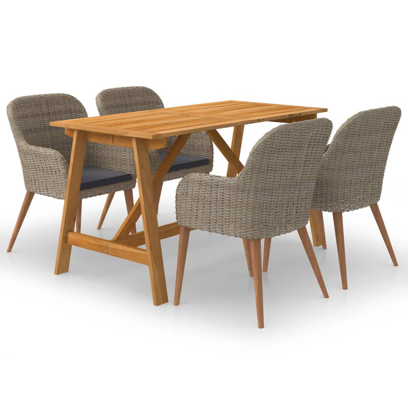 Ensemble de salle à manger rectangulaire en acacia de 55,1 po Darcel, Gris