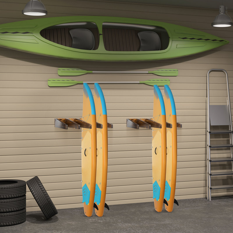 Support de planche de surf mural - Système de rangement en bois 2 pièces pour planches de surf, SUP et planches à neige