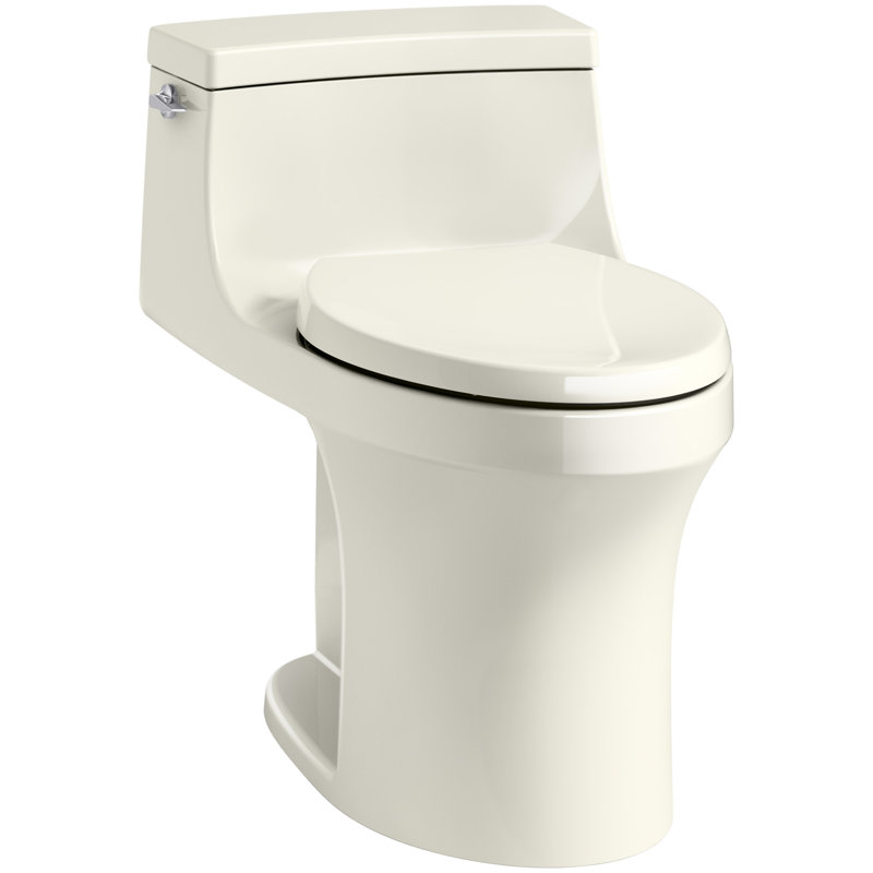 San Souci™ 1.28 GPF Elongated One-Piece toilet (Seat Included), Biscuit, Left-Hand