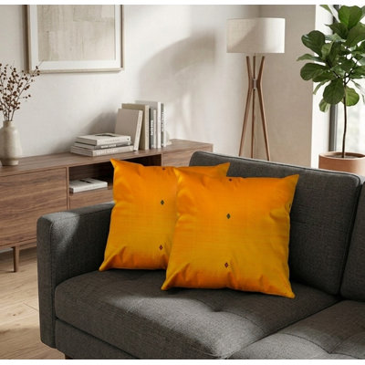 Housses de coussin décoratives faites à la main de 16 po x 16 po en soie unie jaune pour l'intérieur, paquet de 1
