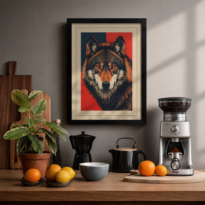 Alert Wolf Portrait Vintage - Framed Print