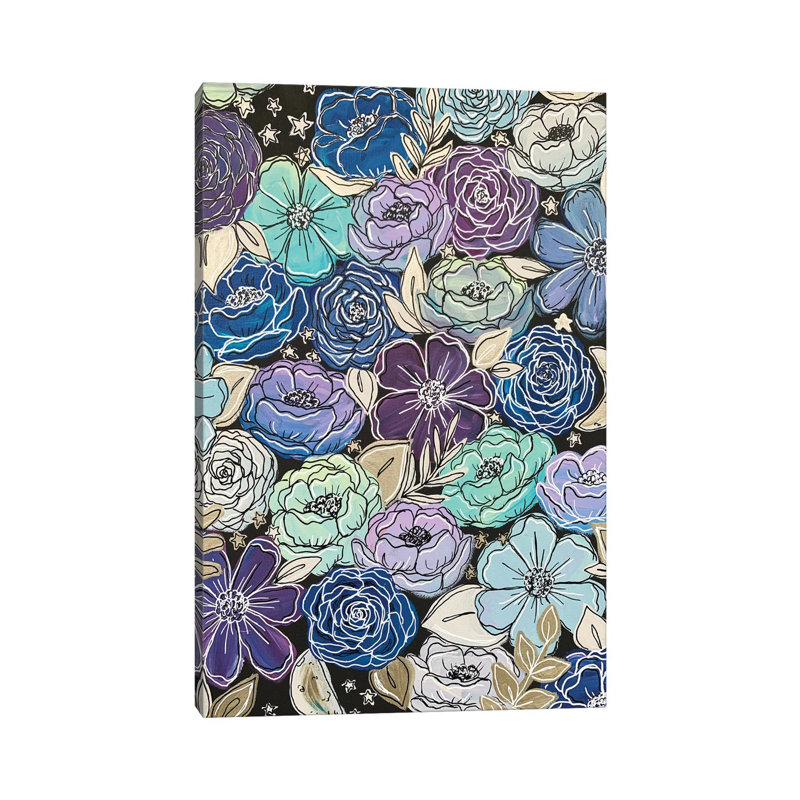 Galaxy Outlined Florals by Katie Bryant - Wrapped Canvas Gallery-Wrapped Canvas Giclée, 20.32 cm H x 30.48 cm W