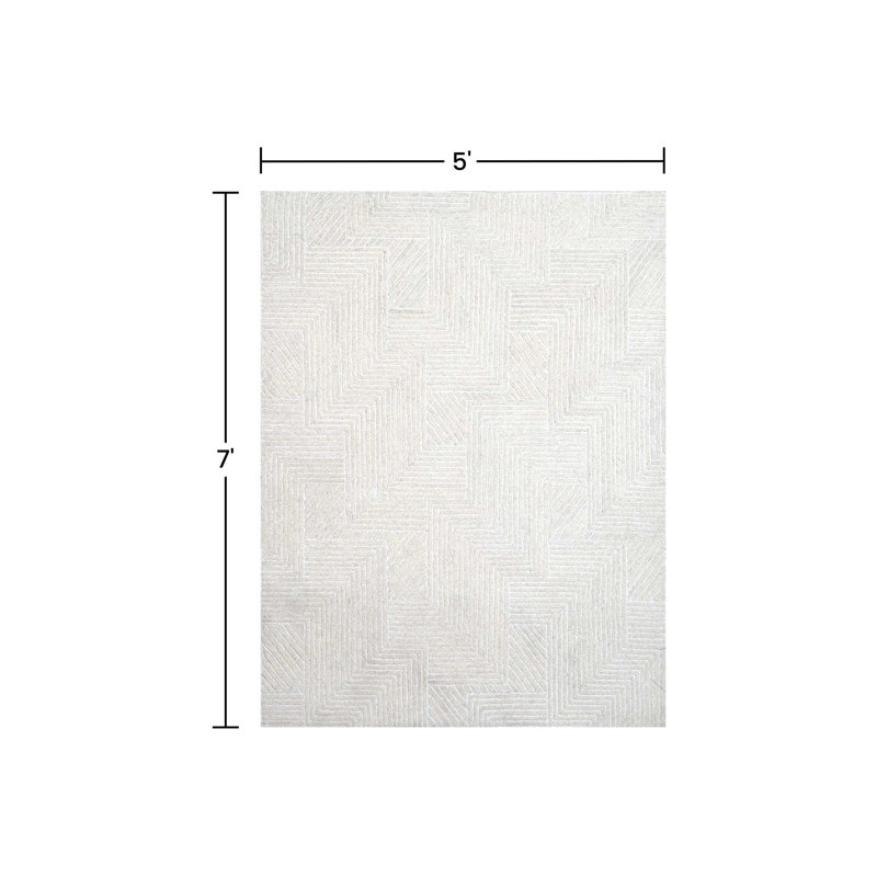 (5 pi x 7 pi) Tapis en laine touffeté à la main avec dossier en latex, tapis antidérapant, Rectangle 5 pi x 7 pi
