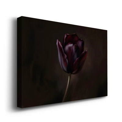 «Midnight Bloom», impression sur toile encadrée de tulipes mauve foncé
