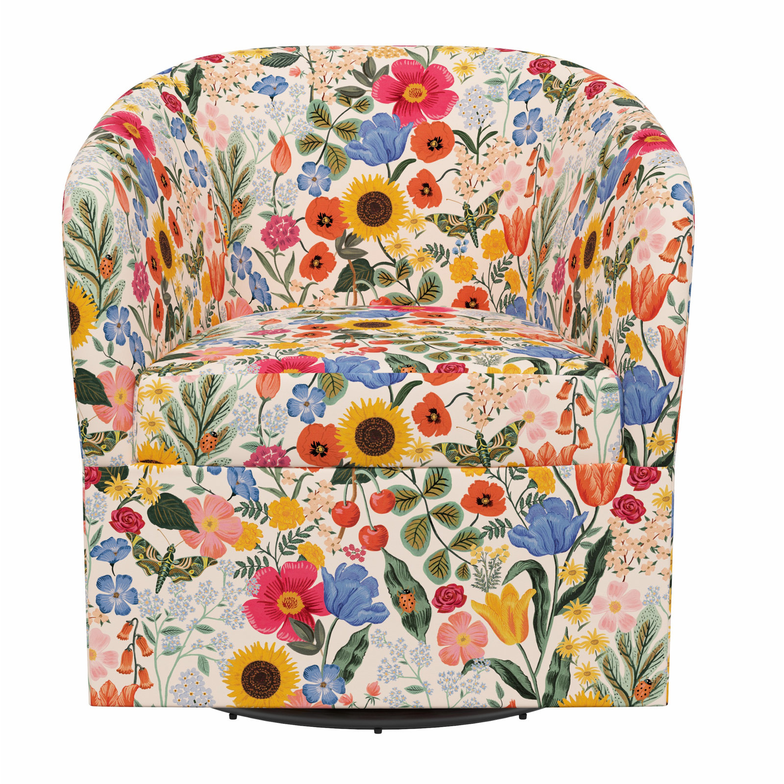Rifle Paper Co. x Cloth & Company Pembroke Swivel Armchair, Rpc Blossom Blush Linen