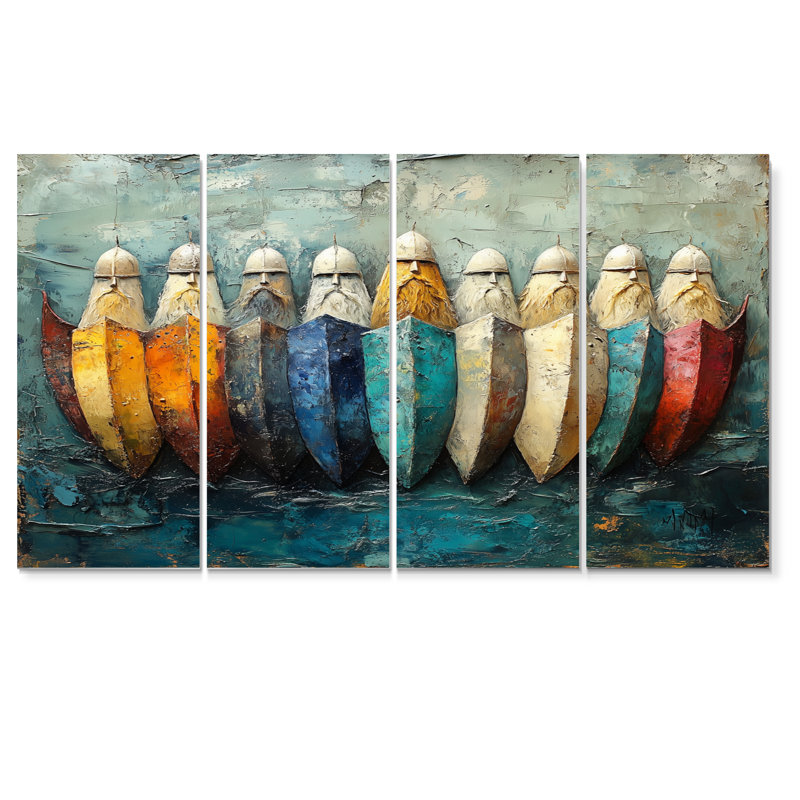 Vikings Shield Wall Stronghold IV - ensemble d'art mural d'art Vikings, H 28 po x l 48 po