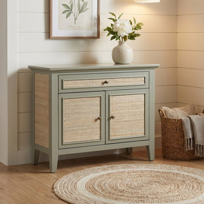 Luna 35.75 in. Gray Solid Wood 1 Drawer 2 Door Media Credenza_Accent Cabinet