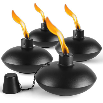 4 Pack Metal Table Top Torches,18 oz Citronella Torches for Outside， Refillable Citronella Flame Light Torch