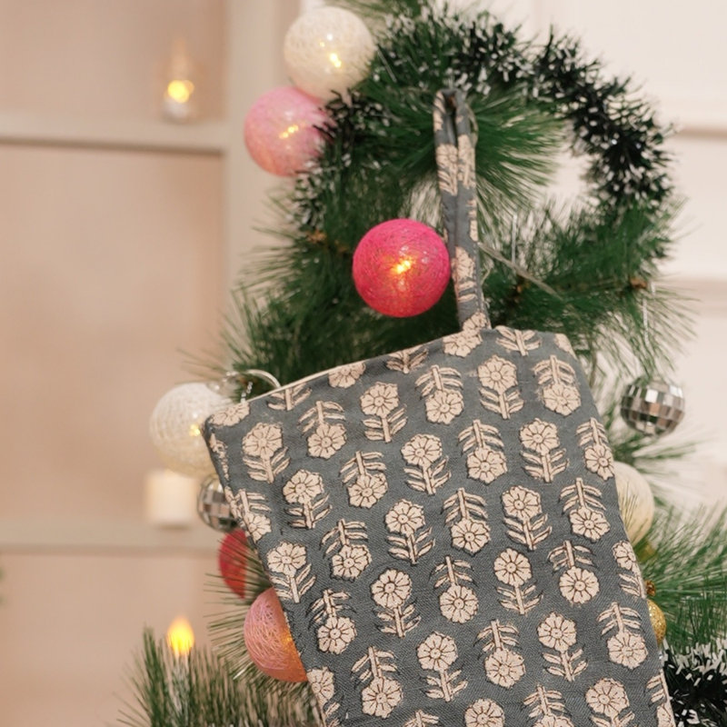 Chaussette de Noël artisanale en tissu Fabhibine, H 10 po x l 4,5 po