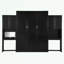Lit plateforme double en bois avec 6 tiroirs, tablettes et coiffeuse-316276577