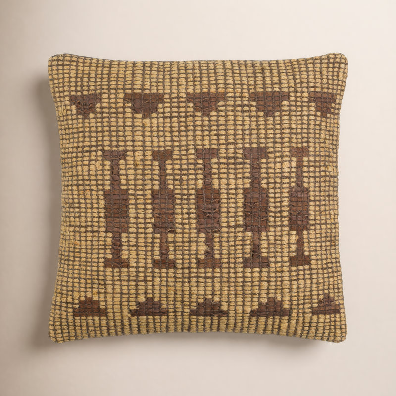 Twareg Jute Pillow Cover & Insert, Down Blend, 22"H x 22"W