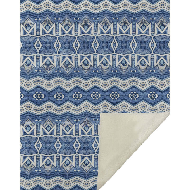 Jeté marocain Addison Sherpa ASB909, Bleu