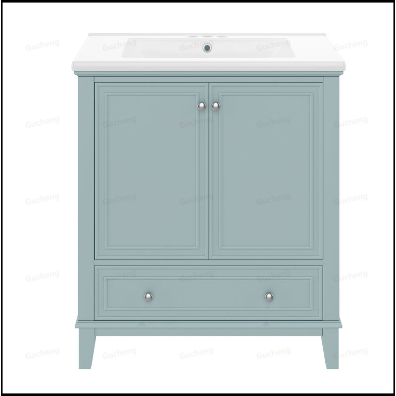 Meuble-lavabo 30 po avec lavabo, Vert clair