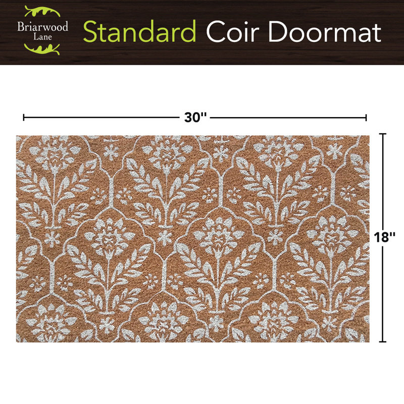 Elegant Floral Pattern Coir Doormat