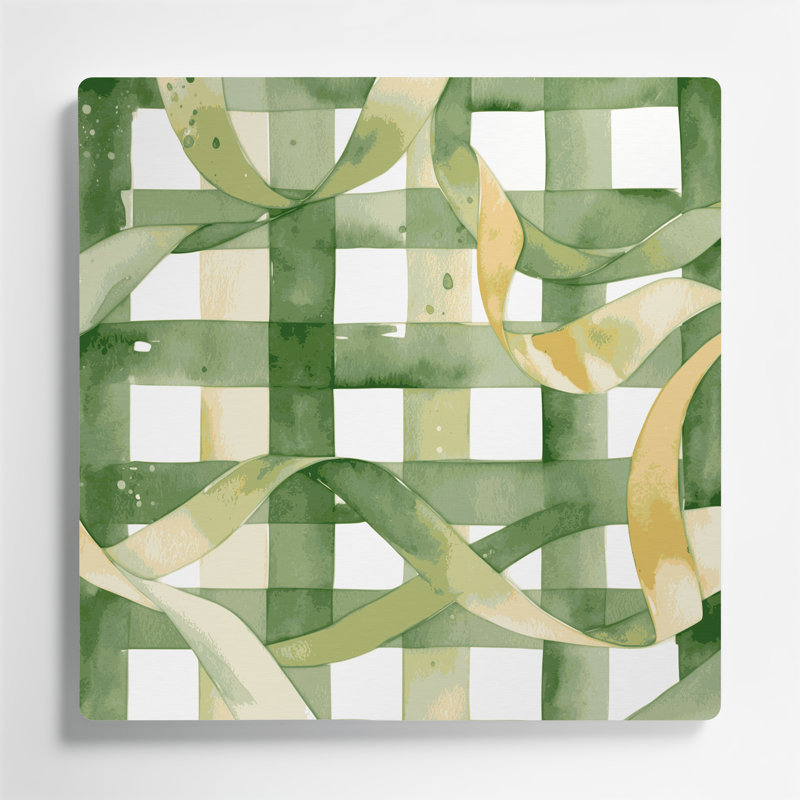 «Farm Gingham Ribbon», art mural en métal brun, H 16 po x l 16 po