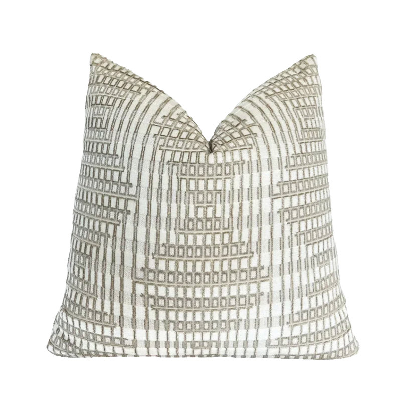 Housse de coussin géométrique en velours, Carré 20 po, Blanc