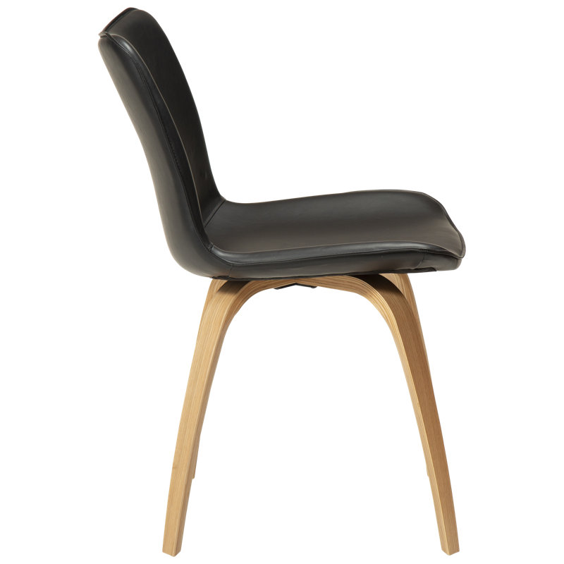 45cm H Polyester Blend Upholstered Dining Chair, Black, Oak