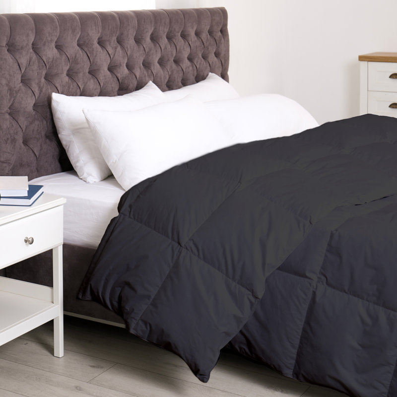 Reversible Bamboo Comforter with Down Alternative Filling, All Season Comfort, Queen, Dark Gray
