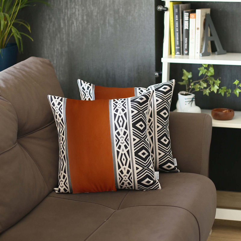 Housse de coussin carré en similicuir, 17 po x 17 po