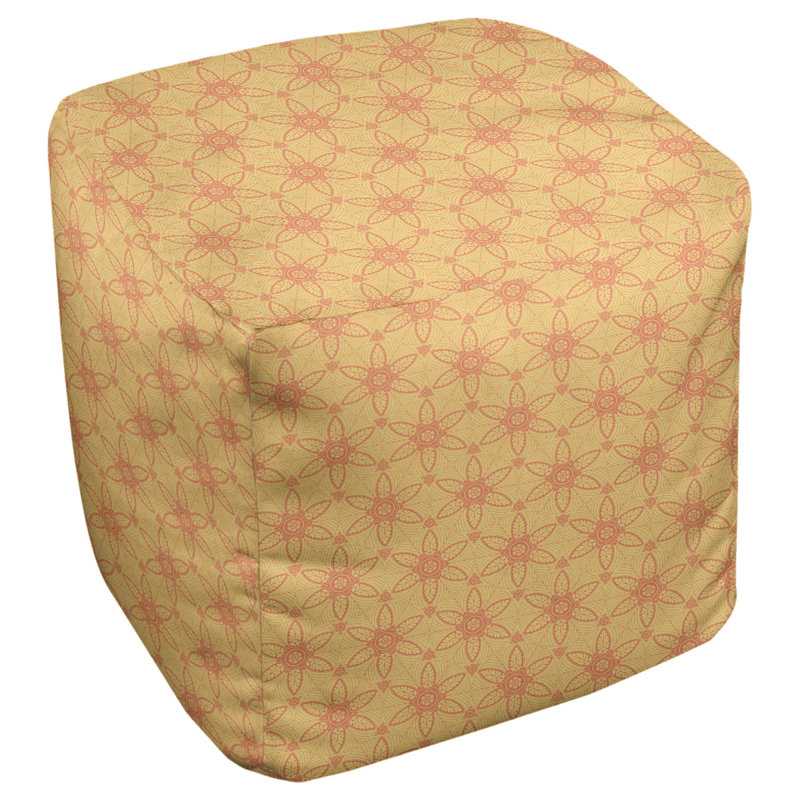 Repose-pieds cubique à cercles ornés Leffel, H 19,5 po x L 117 po x P 20 po, Jaune, rose foncé