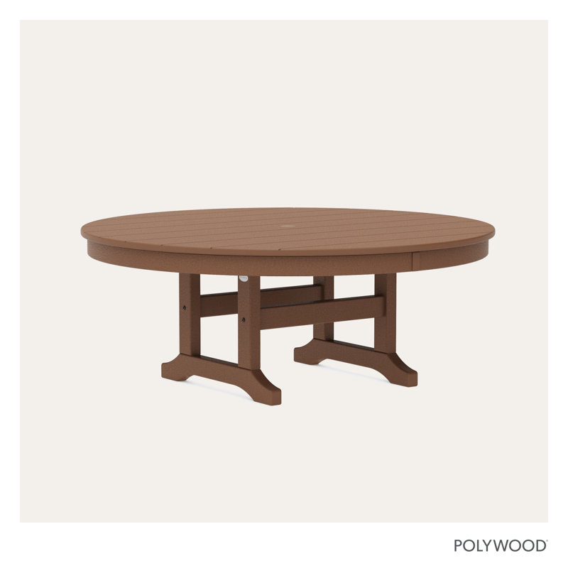 POLYWOOD Round Conversation Table, Teak, 48"