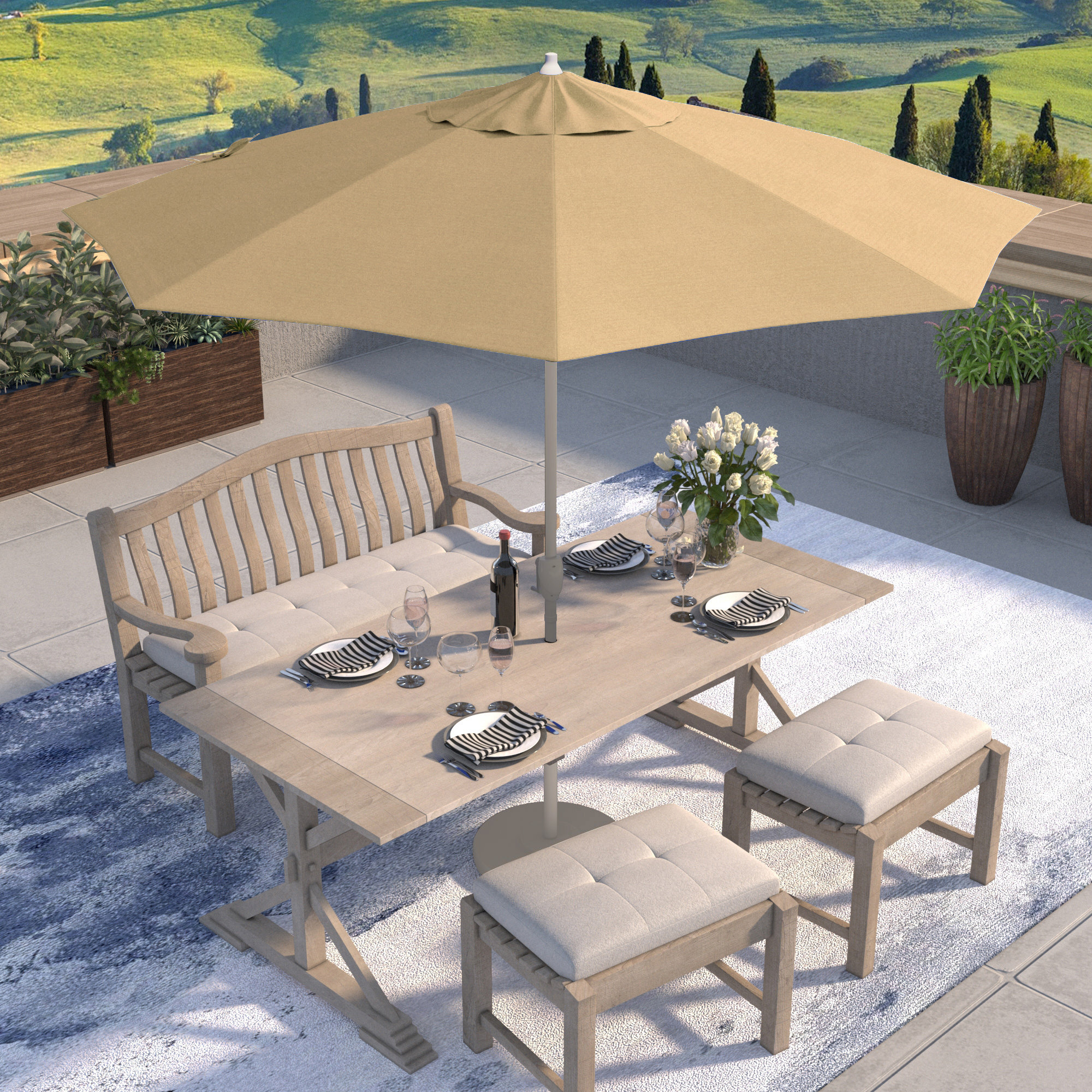 Kenne Sunbrella® Outdoor Umbrella, Antique Beige Sunbrella® Canvas, 108" W x 108" D