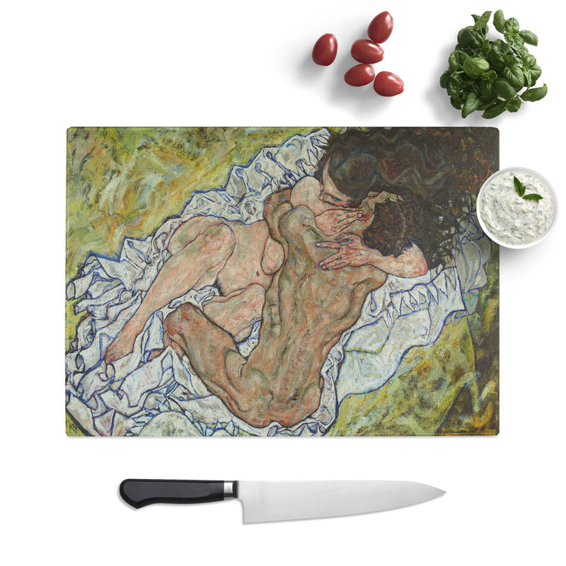 The Embrace by Egon Schiele Chopping Board, 20cm W x 28.5cm L
