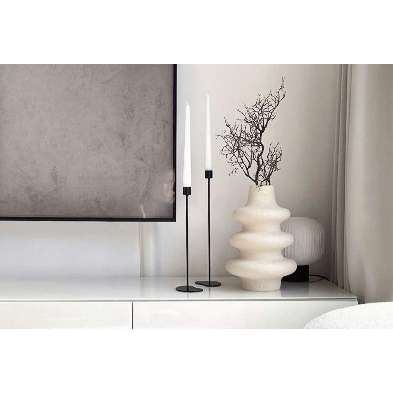 Cuello Ceramic Table Vase, 19cm H x 19cm W x 28cm D, Cream