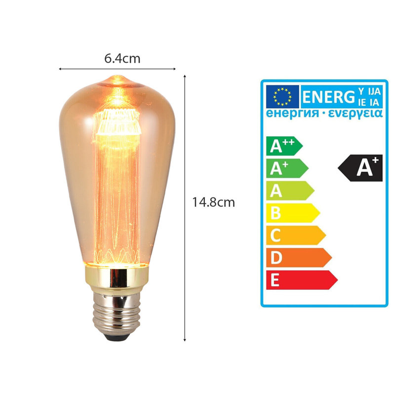 3W E27 Vintage Edison Light Bulb Amber