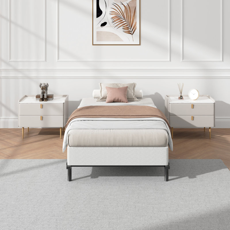7 Inch Standard Profile Box Spring Only with Fabric Cover Mattress Foundation Easy Assembly, Twin