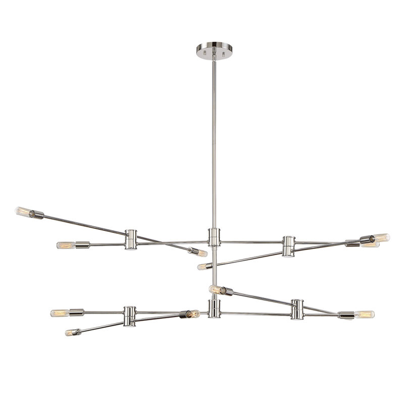 Jordy 12-Light Chandelier, Nickel poli