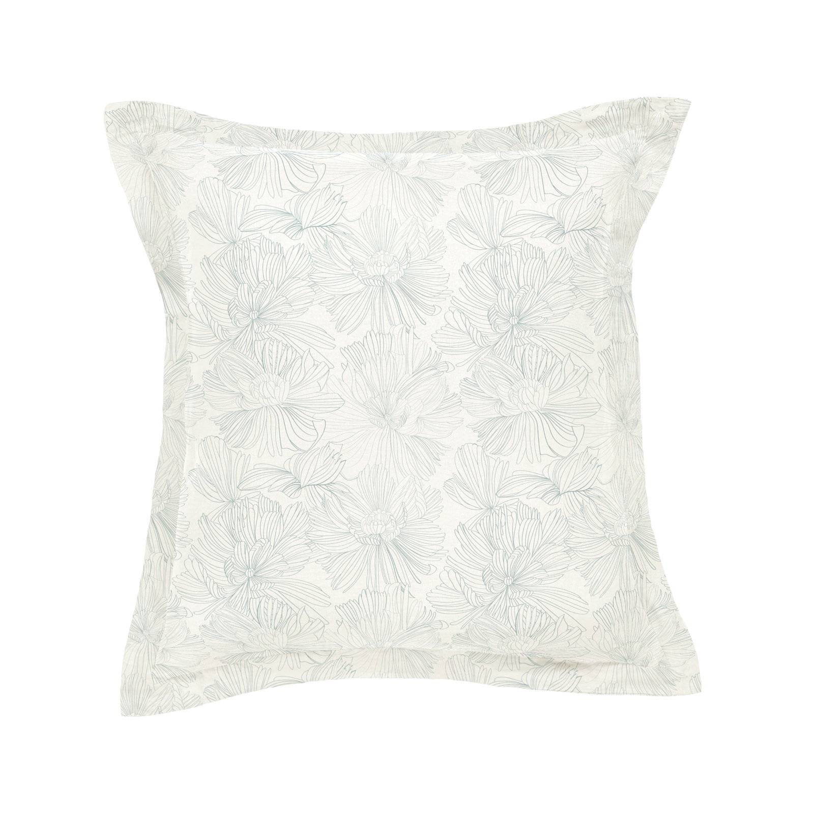 28" x 28" Linen Pillow Cover, Cream & Wave Floral