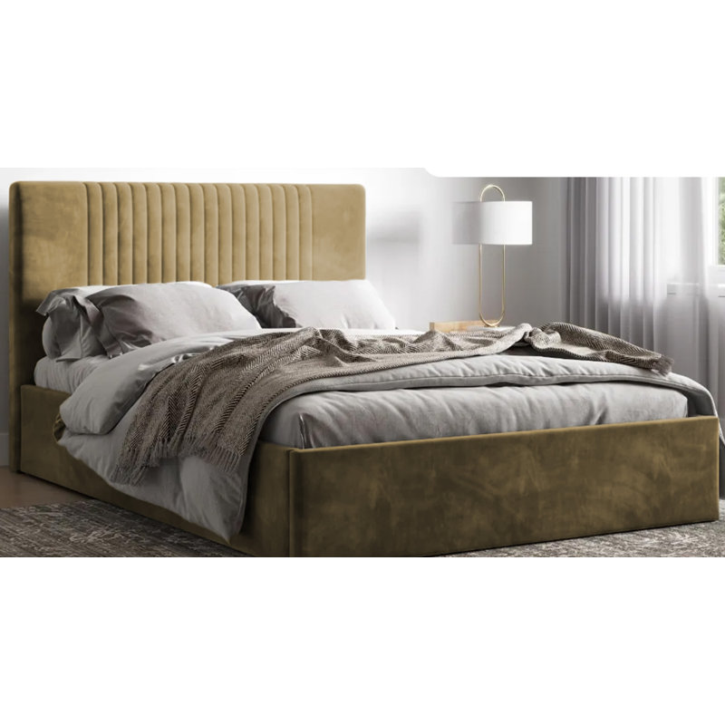 Upholstered Ottman Storage Bed Frame, Mink, Double (4'6)