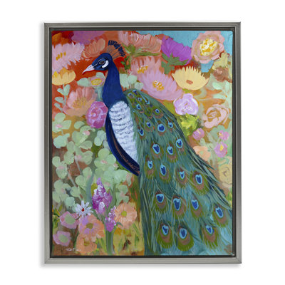 "Bundle of Florals & Peacock", art mural sur toile flottante, design par Robin Maria