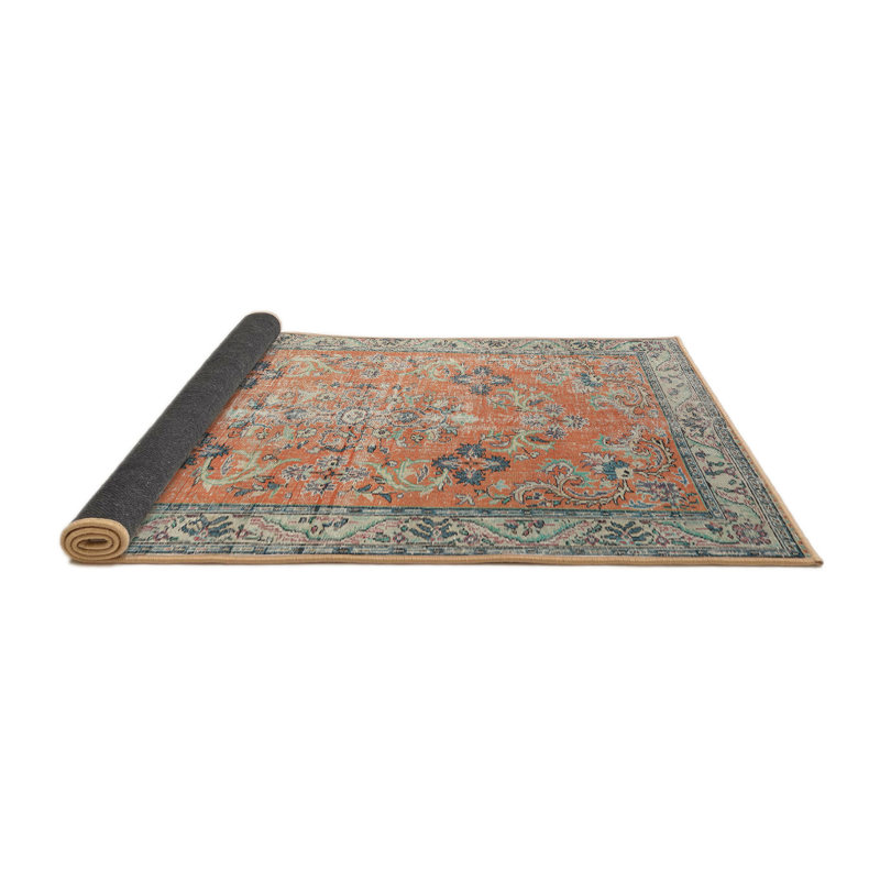 Tapis traditionnel mehroon/noir/crème, Rond 5 pi