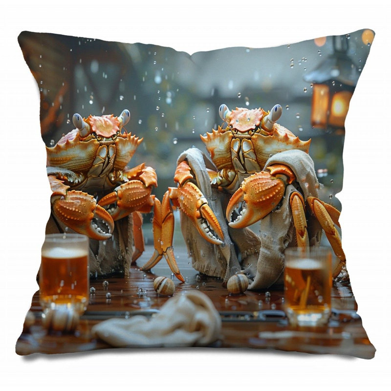 Crabs Celebration   Reversible Throw Pillow, 26"H x 26"W