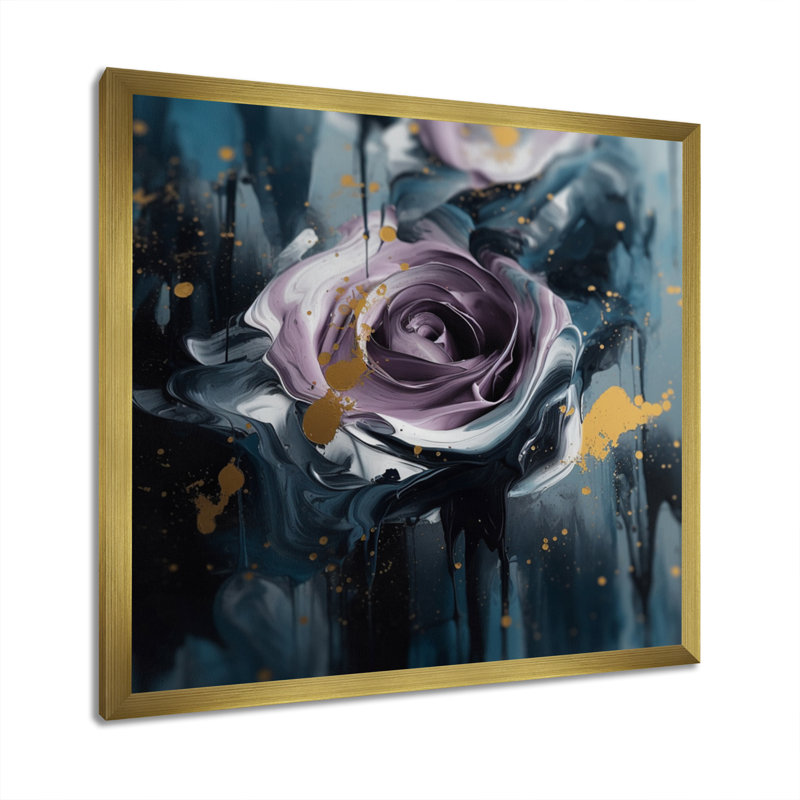 " Purple Rose Symphony ", 30" H x 30" W x 1" D, Gold Floater Framed