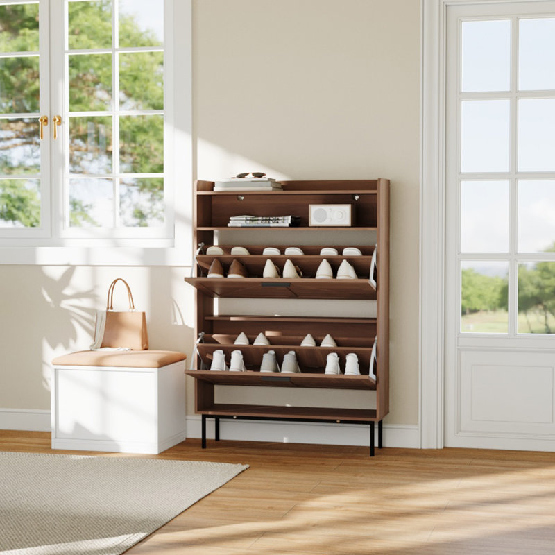 Armoire de rangement pour chaussures Farmhouse, Chêne foncé