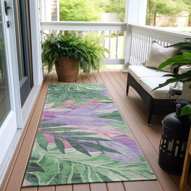 Tapis sauge lavable à la machine intérieur / extérieur Claudian ACN1496, Tapis de couloir 2 pi 3 po x 7 pi 6 po
