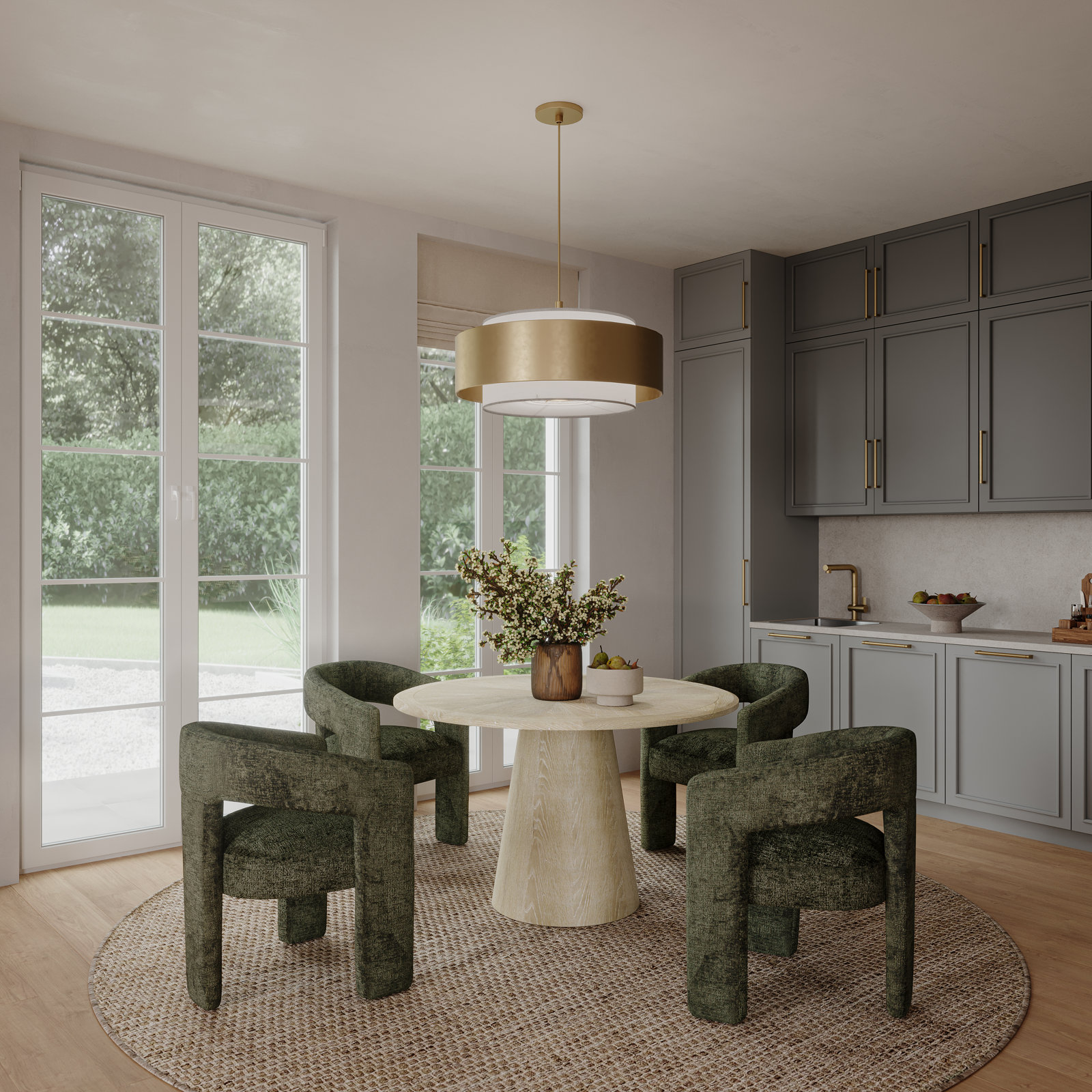 Darlington Dining Table Set, Gwen Forest Microsuede, Washed