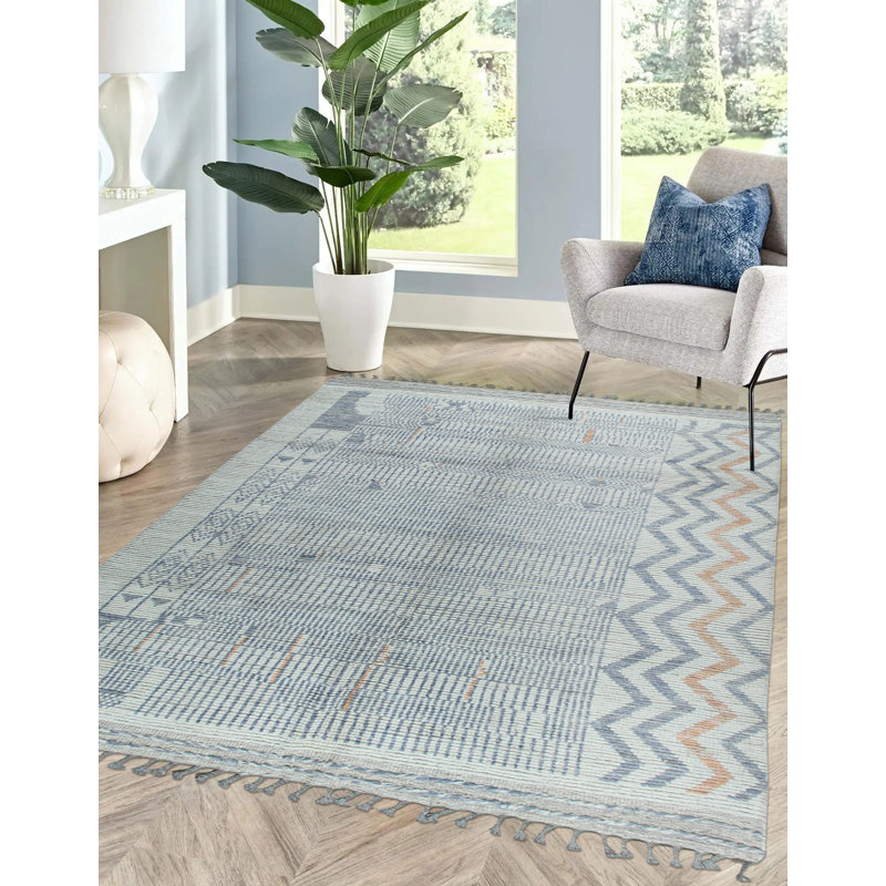 Markeia Ivory Hand-Knotted Wool Contemporary Transitional 5' x 9' Area Rug