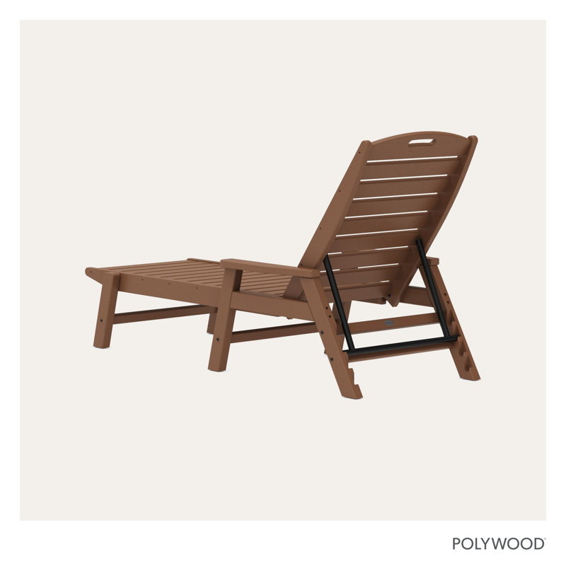 POLYWOOD Nautical Chaise with Arms, Dark Teak