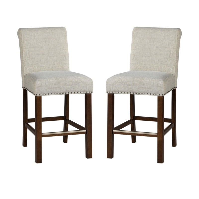 Wildon Home® Upholstered Counter Stool With Nailhead Trim Set Of 2