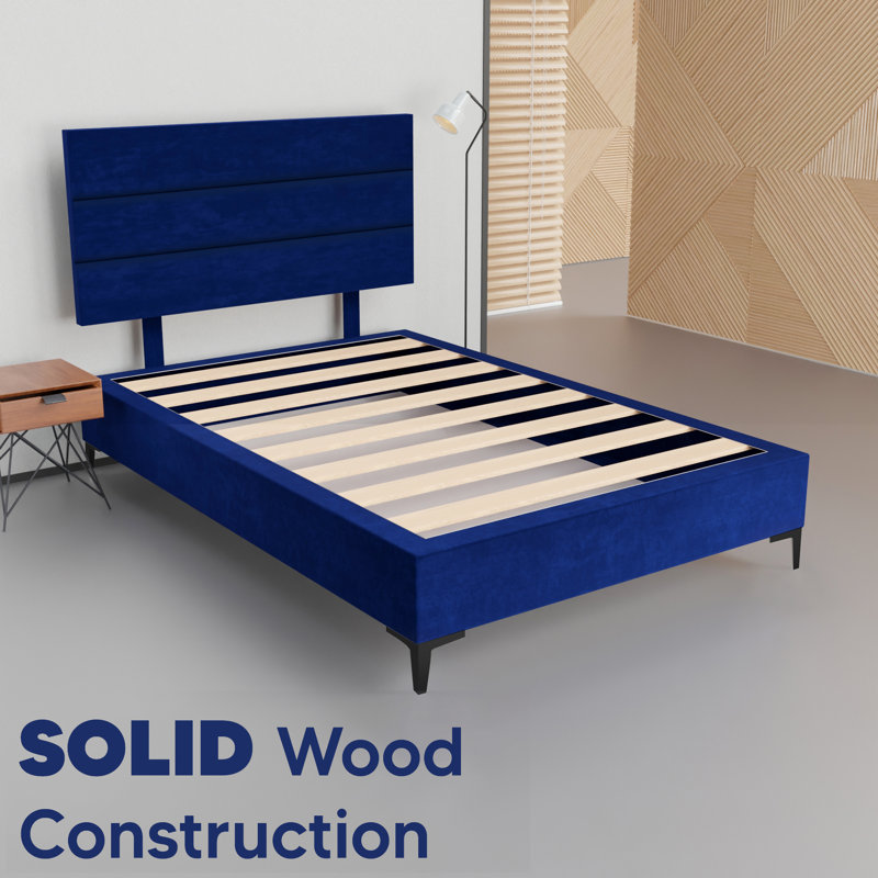 Allondra Upholstered Platform Bed, Short Full, Blue