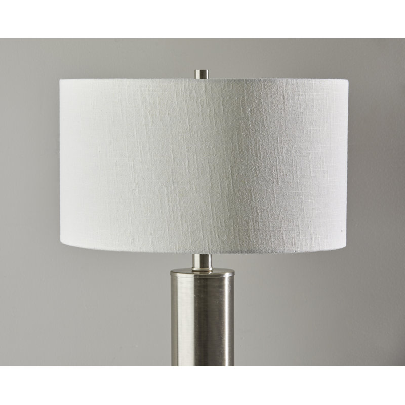 Kluge Metal Table Lamp, Brushed Steel, White