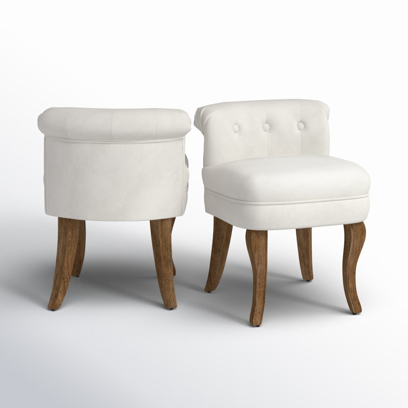 Chaise d'appoint moderne en velours capitonné avec pieds en bois massif, Velours ivoire