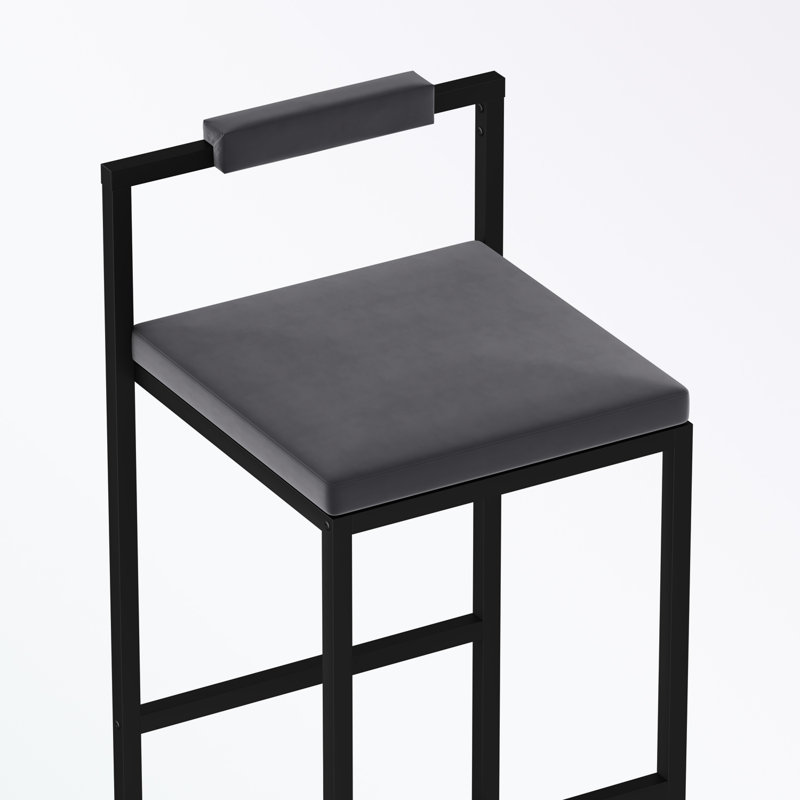 metal frame Velvet Stool Set of 2 with sturdy legs, Gray