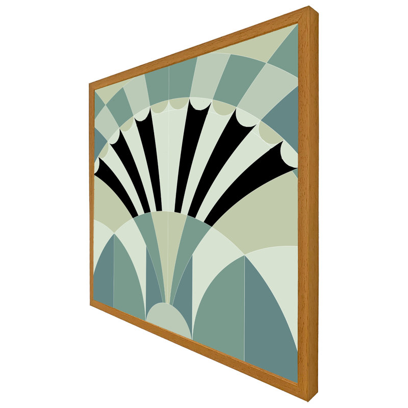 Aaliyaha Green Geo Arches - Single Picture Frame Print, 31cm H x 31cm W x 4cm D, Black Framed