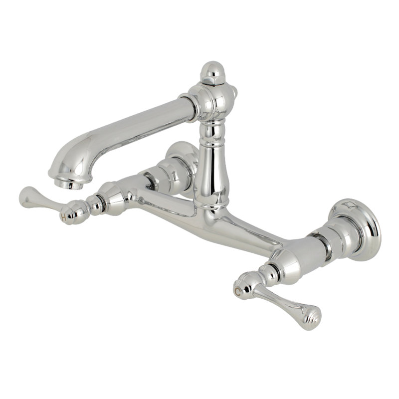 Kingston Brass English Country Two-Handle 2-Hole Wall Mount Bathroom Faucet, Polished Chrome
