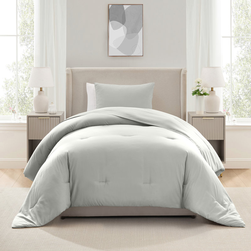  soft microfiber 2 piece comforter set with pillow sham, Twin XL Comforter + 1 Standard Sham, London Fog